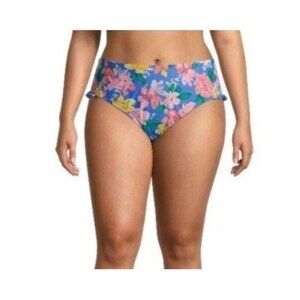 Time & Tru Womens Floral Bikini Bottom With Ruffle Detail Size 3X